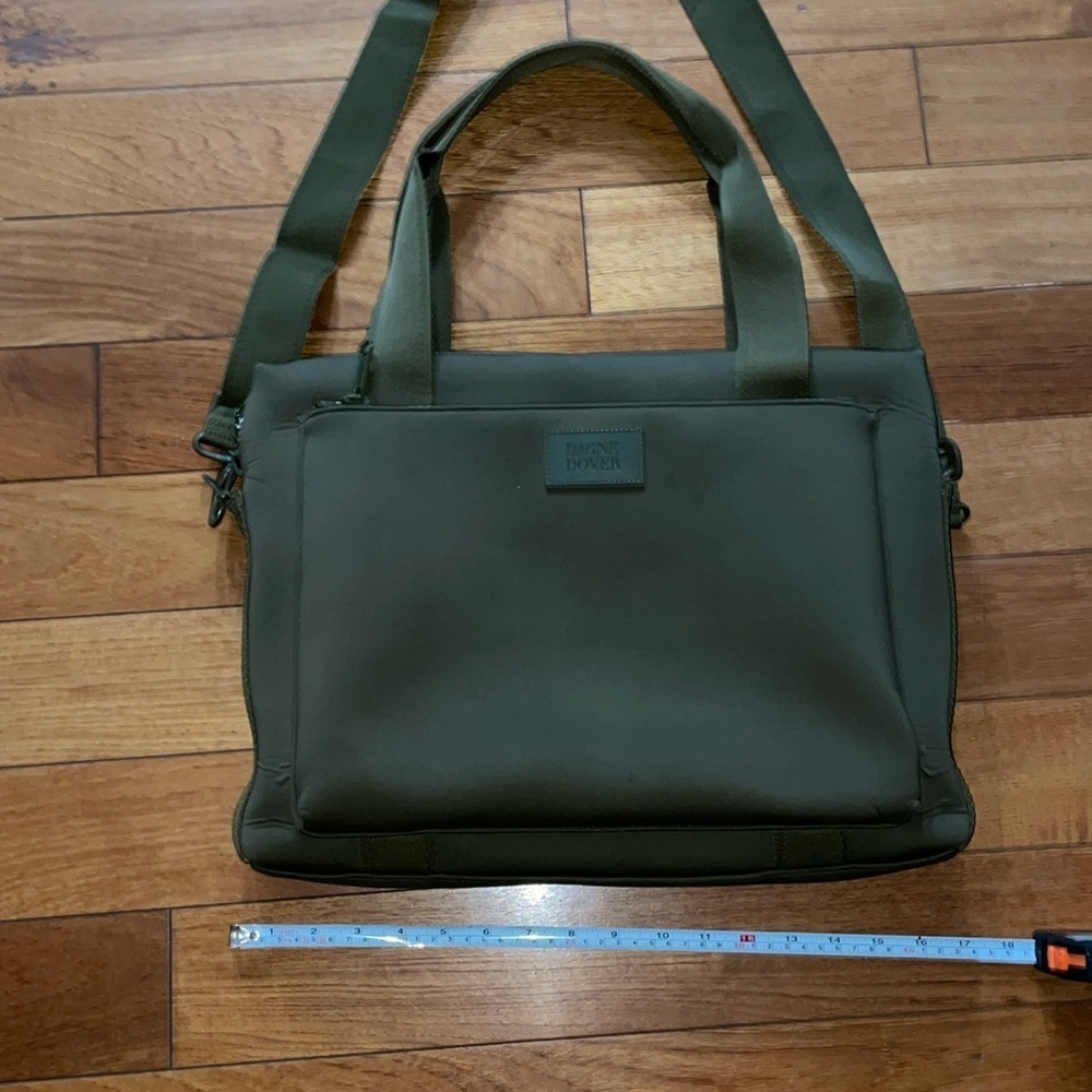Dagne Dover Neoprene Laptop Bag in Dark Moss - Picture 6 of 12